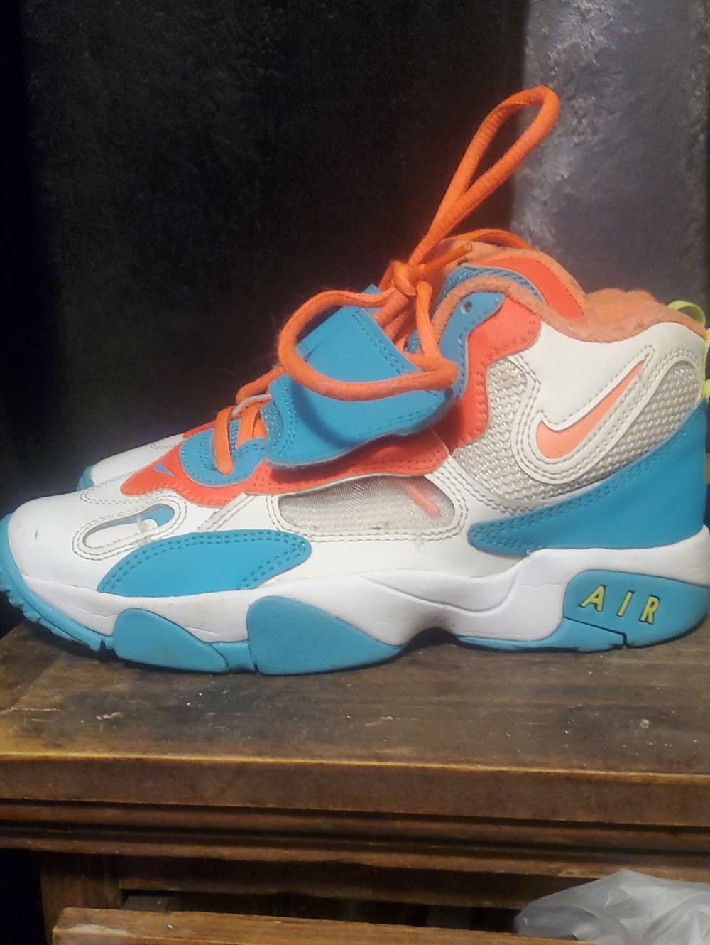 Nike Kids White Blue Orange High-Top Athletic Sneakers